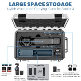 FLYDrone Travel Hard Case for DJI Osmo Pocket 3 Camera Accessories Creator Combo/Power Expansion for DJI Pocket 3 Combo Video Camera Vlogging Camera and Accessories