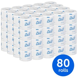 Scott Essential Professional 100% Recycled Fiber Bulk Toilet Paper for Business (13217), 2-PLY Standard Rolls, White, 80 Rolls / Case, 506 Sheets / Roll (Packaging may vary)