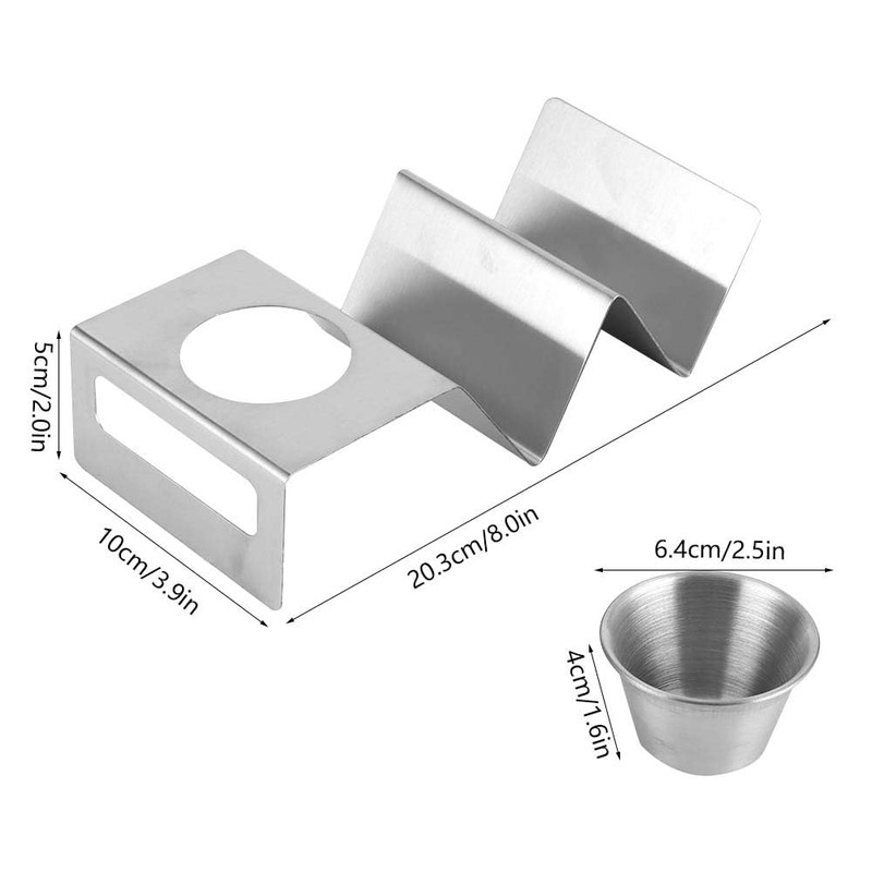 Stainless Steel Taco Holder, Silver Pancake Stand Rack with Sauce