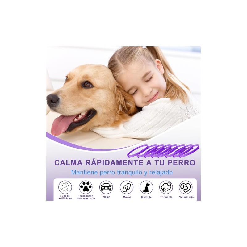 8 Pieza Collar Feromonas para Perro,Ajustable Calmante Collar para Perro,Collar