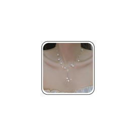 Sttiafay Pearl Choker Necklace Station Pearl Chain Necklace Silver Rhinestone Y Lariat Necklace Tiny Pearl Bead Necklace Invisible Line Pearl Necklace Crystal Pearl Wedding Necklace