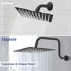 NearMoon S Shape Shower Extension Arm with Flange, Stainless Steel