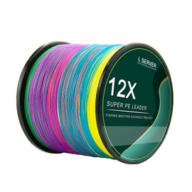 L SERVER Braided Fishing Line, 500 m/1000 m, 12-Way Braided Anti-Bite Fishing Line, 100% PE Bait, Sea Fishing Line, 12.6-81 kg, Colourful (1000 m), 5.0 (0.37 mm/41.0 kg)