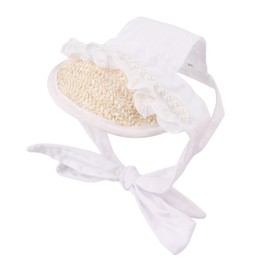 BT Bear Hundehut, Spitzenstrohhut, Baseballkappe, Haustier-Sonnenschutz für Katzen, Welpen, kleine, mittelgroße Hunde, Weiß, Größe M