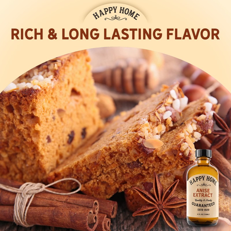 Happy Home Pure Anise Extract - Certified Kosher, 4 oz.