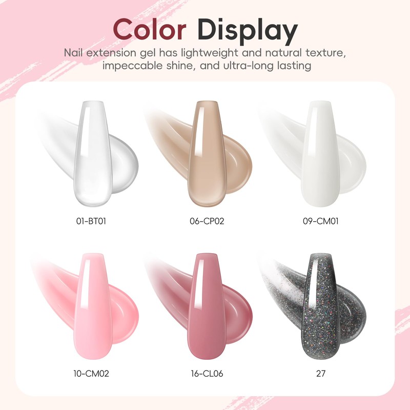 PEACECOLOR Poly Nail Gel Starter Set, 6 Colours, Poly Nail