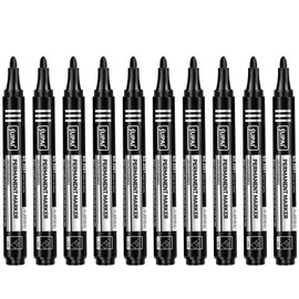 LUYING Permanent Markers, Waterproof, Non-fading, Medium Point, Quick Drying, For Logistics Design, Black, 10 Pens