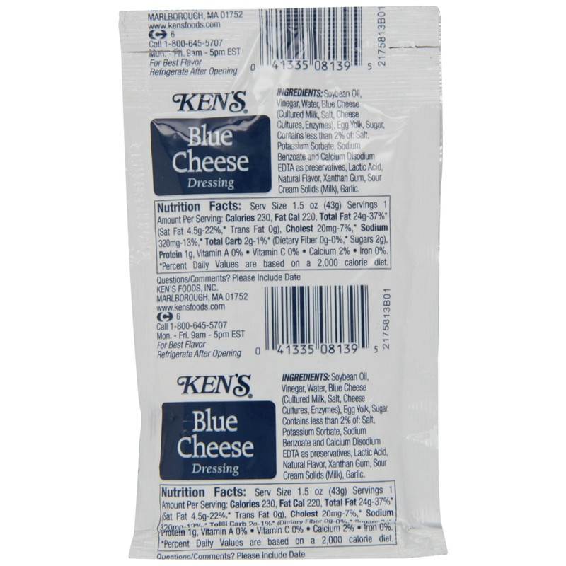 Ken's Dressing, Blue Cheese, 1.5 Ounce, 60 Count