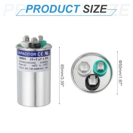 PATIKIL CBB65 Kondensator 25+5uF 370-440 VAC 50/60Hz Aluminium CBB65 Klimaanlagen Motorstart Rundkondensator Für HVAC Systeme Klimaanlage Wärmepumpe