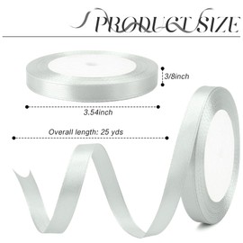 Silver Ribbons 3/8 Inch 25 Yds - Gift Wrapping, Flower Bouquets, Mothers Day, Christmas, Crafts, Hair Bows, School Graduation, Wedding