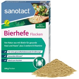 sanotact Brewer's Yeast Flakes • 100 g Natural Brewer's Yeast Flakes • With Biotin and 6 B Vitamins for Skin Hair Nails • Ideal as Vegan Parmesan, for Cooking, Seasoning, etc.