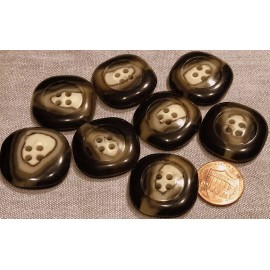 Unbranded 8 Large Square Dark Brown Plastic Sew-through Coat Buttons 1 1/8" 28mm # 8135