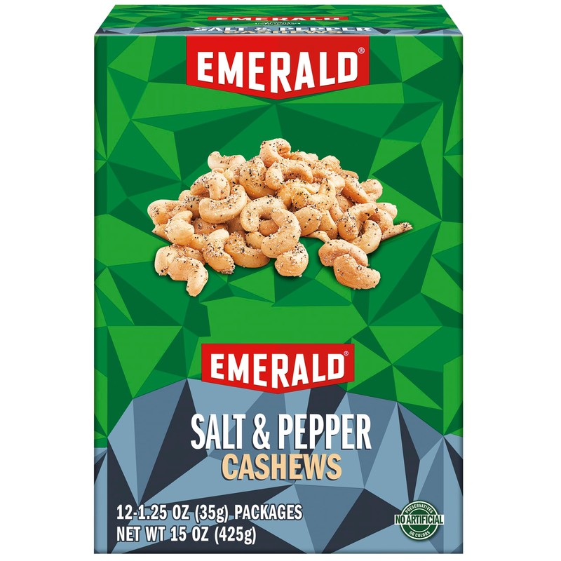Emerald Nuts, Salt and Pepper Cashews, 15 Oz (Pack of