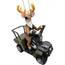 December Pets Deer Hunter Riding ATV Four Wheeler Christmas Tree Funny Hunting Ornament