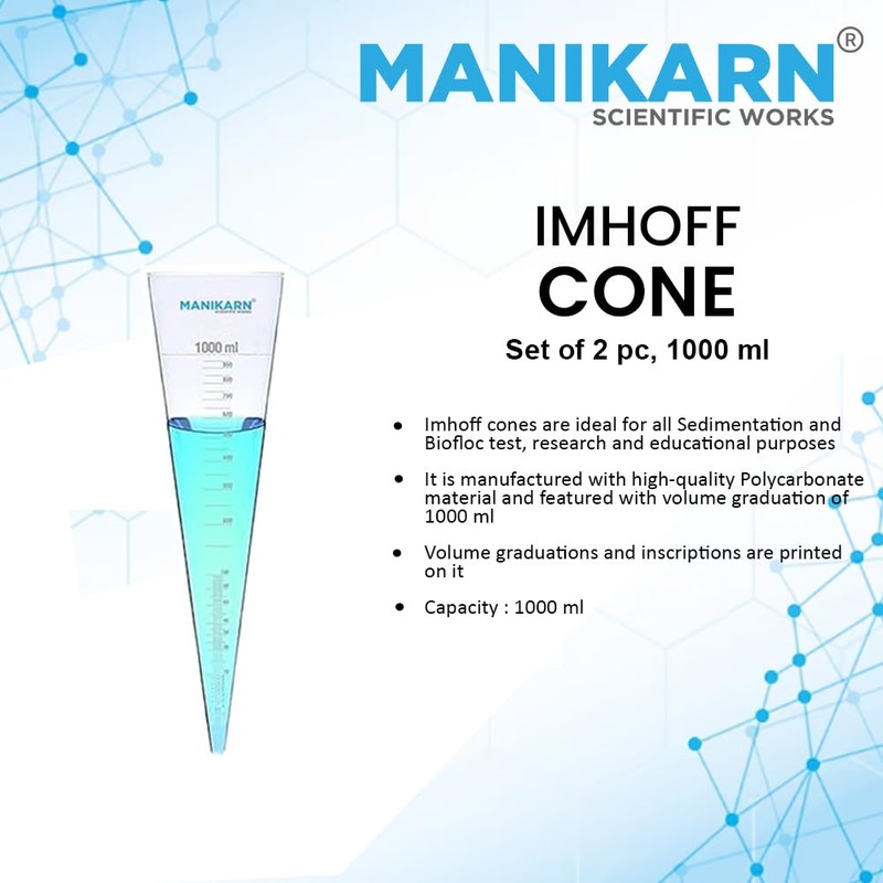 MANIKARN 1000 ml Imhoff Cone for Sedimentation & Biofloc Test,