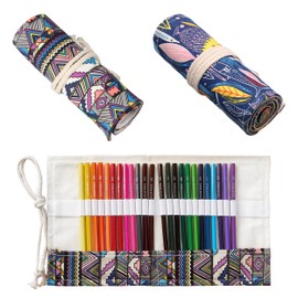 JIEYUMAO 2 Pack Paint Brush Roll Canvas Pouch, 2 Styles Roll Up Canvas Paint Brush Bag, Portable Artist Acrylic Oil Watercolour Brushes Case Brush Storage Artist for Travel Storage