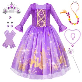 Meland Princess Dress Up for Girls, Princess Costume for Toddler Girls, Dress Up Clothes for Girls Age 3-10 Years Old