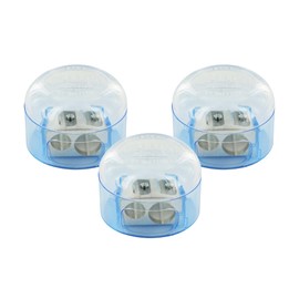 KUM AZ301.08.16-B Double Pencil Sharpener with Lid 208 M2, 3 Sharpeners Blue, Container Sharpener