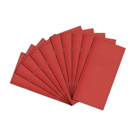 Rhino 8 x 4 Exercise Books, 32 Page / 12mm Lined Paper Notebook, 10 Pack, Writing Book, Office & School Stationery Supplies, Red