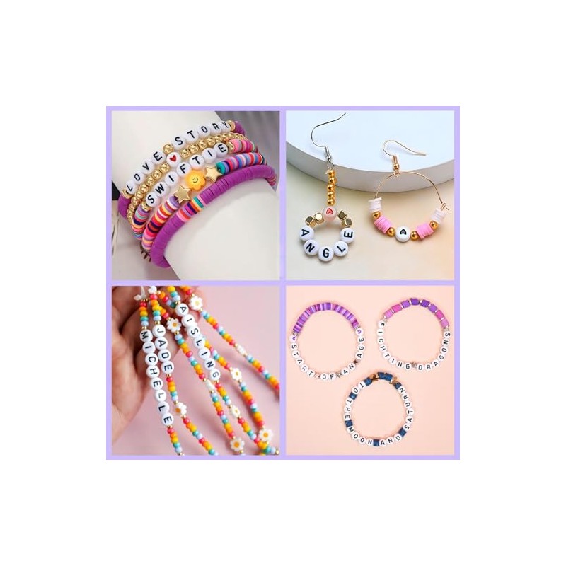 Sunrica 300Pcs Alphabet Beads for Friendship Bracelets Making 4X7mm Individual