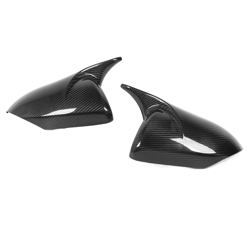 1 Pair Rearview Mirror Cap Carbon Fiber Horn Style Protective