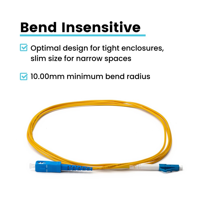 trueCABLE LC to SC OS2 Fiber Patch Cable, 2m (6.56ft),