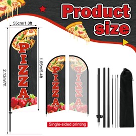 FuWeave 2 Pcs Pizza Advertising Swooper Flag Banner 7ft Feather Flags with Pole Advertising Feather Banners Sign for Business Store