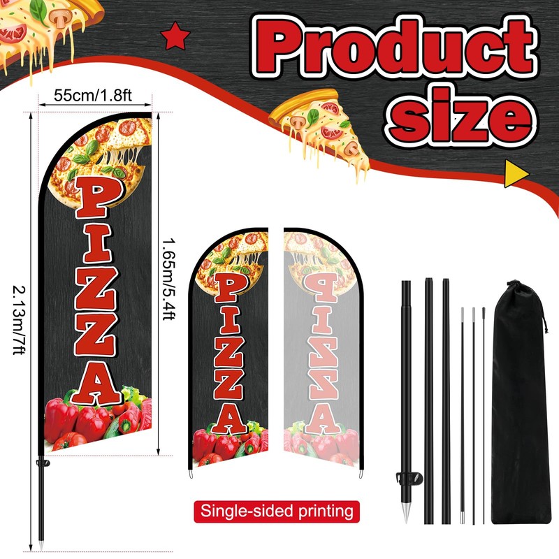 FuWeave 2 Pcs Pizza Advertising Swooper Flag Banner 7ft Feather