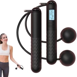 Skipping Rope with Counter, Cordless Jump Rope Smart Weighted Jump Rope, Adjustable Digital Counting Jump Ropes, Cordless Weighted for Lose Weight, Burn Calories