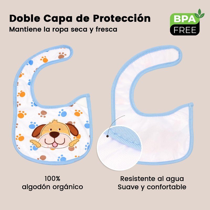 AFPYC 8pcs Baberos de Bebé para Niños, Impermeables, con Diferentes