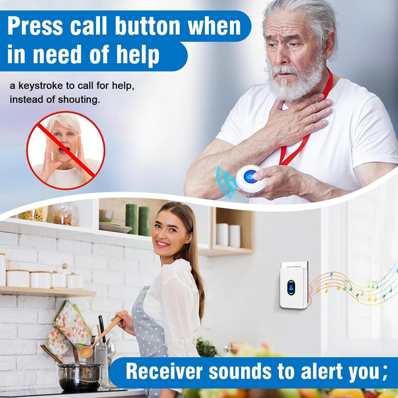 Wireless Caregiver Pager Alert System SOS Emergency Call Button for