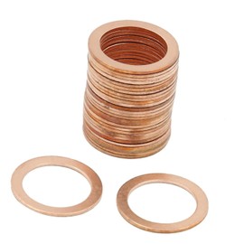 M18 Copper Gasket, Durable and Efficient, Inner Diameter 18 mm, Outer Diameter 24 mm, Thickness 1 mm, 30 Pieces per Pack