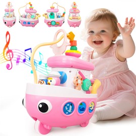 Love&Mini Toys for 1+ Year Old Girls - 9-in-1 Baby Boat Musical Toys Music and Sound, First Christmas 1st Birthday Gifts for 1+ Year Old Girls Gifts