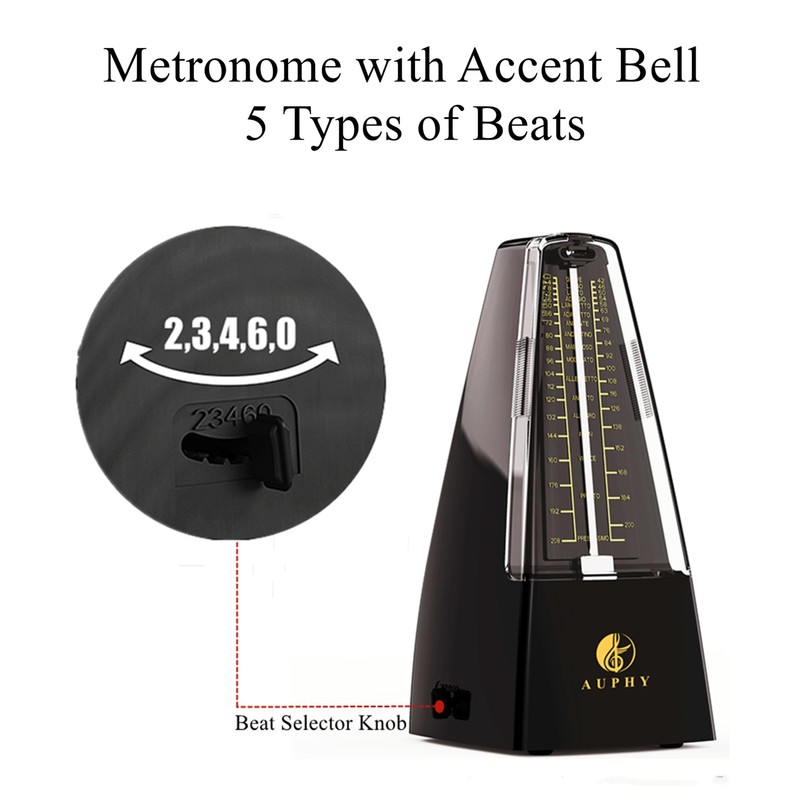 AUPHY Mechanical Metronome with Accent Bell, Classic Shape, Accurate Beat,