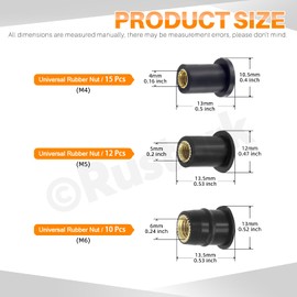 Rustark 37Pcs M4 M5 M6 Rubber Well Nuts Assortment Kit Black Neoprene Well Nuts Expansion Brass Nuts Windshield Fairing Nuts Windscreen Rubber Nut for Fairing Kayak Motorcycle Boat