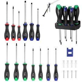 WORKPRO Magnetic Screwdriver Set 22-Piece, Screwdriver Set Kit with Wall Mount Rack, Includes Slotted, Phillips and Torx Screwdrivers, Magnetic Screwdriver with Magnetizer & Demagnetizer Tools
