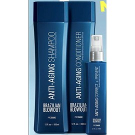Brazilian Blowout Anti Aging 3 PCS Shampoo, Conditioner & Correct Prevent Spray