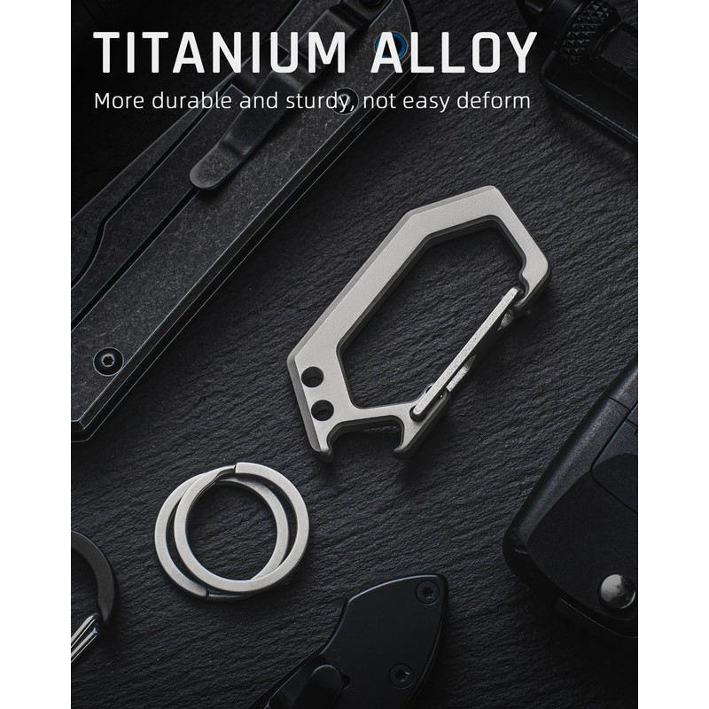 TISUR Titanium Key Ring Clip, Carabiner Keychain Spring Snap Hook