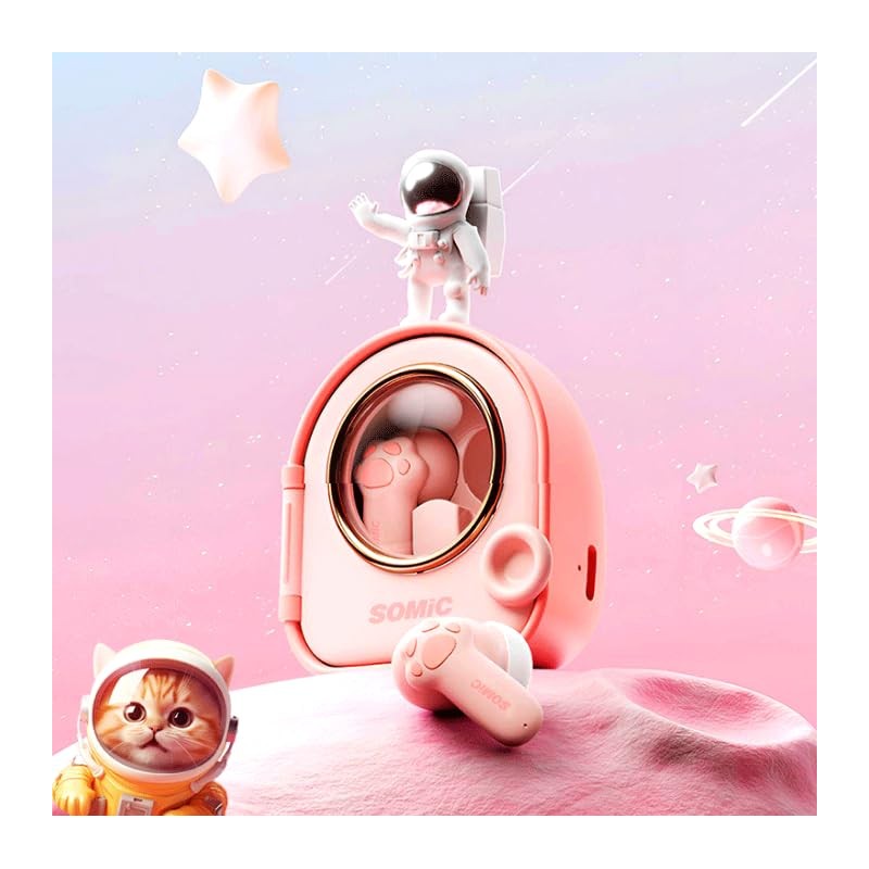 Cute Cat Claw Bluetooth5.4 Earphones, Wireless Earphones with 0.06s Low