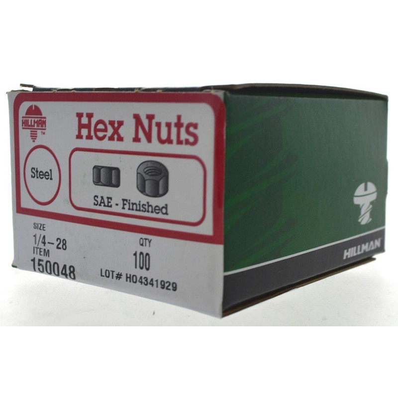 The Hillman Group 150048 Finish Hex Nut, 1/4-Inch by 28-Inch,