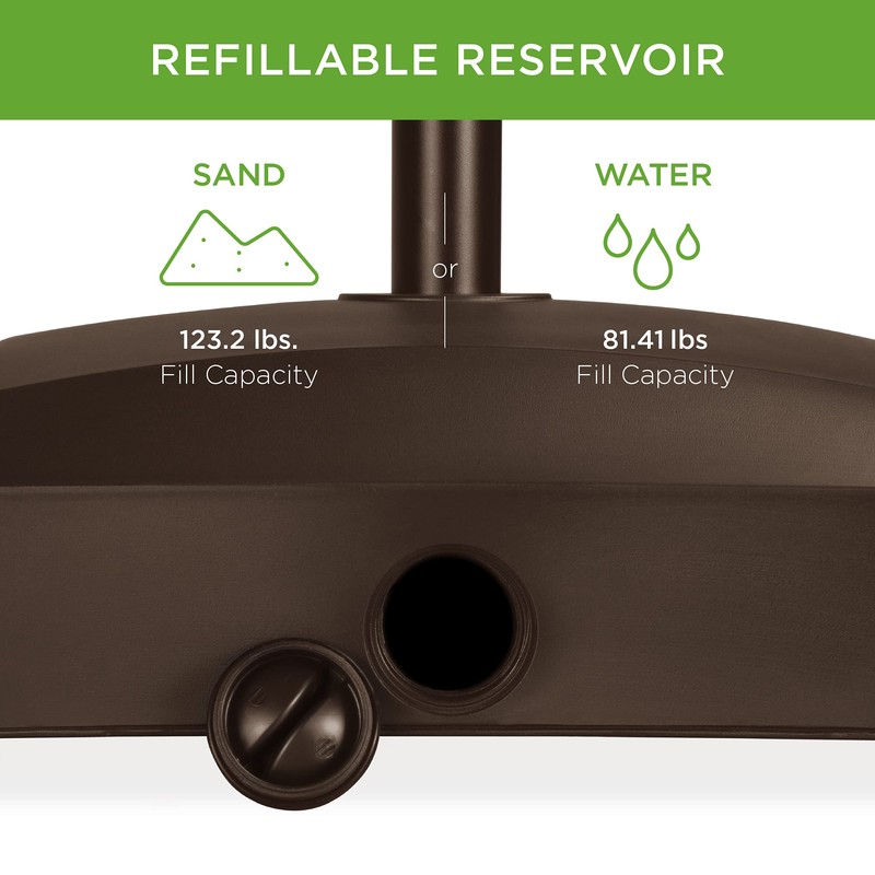 Best Choice Products 123lb Capacity Fillable Mobile Umbrella Base Heavy