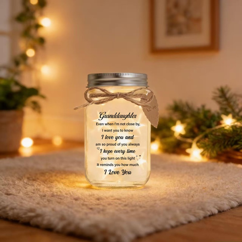 Granddaughter Gifts from Grandma Grandpa, Unique Mason Jar Night Light