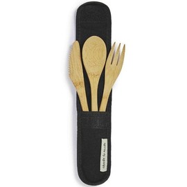 Biome Home Rechusable Bamboo Cutlery Set with Case for Lunch Boxes - Black
