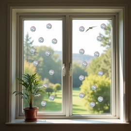 Pack of 144 Anti-Collision Prism Window Stickers for Bird Strikes, Prevent Glass Collisions, Stop Birds Flying in Windows, Circular