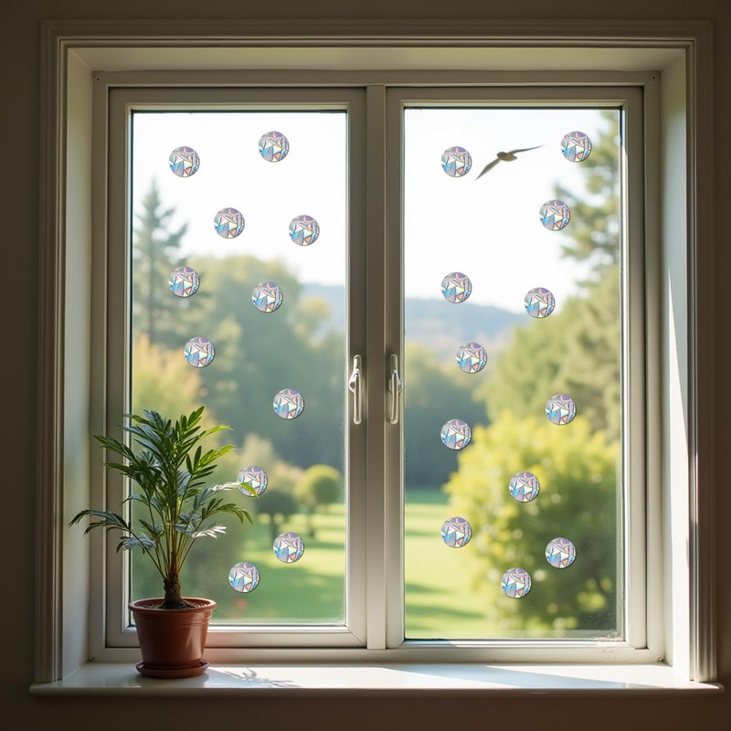 Pack of 144 Anti-Collision Prism Window Stickers for Bird Strikes,