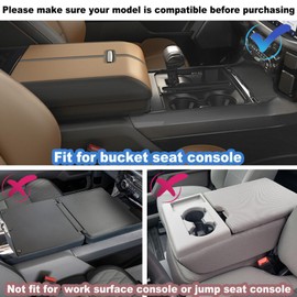 PIMCAR Center Console Cover for Ford F150 2025 2024 2023 2022 2021 PU Leather Armrest Cushion Protector Interior Accessories (Only fit for Full Bucket Seat)