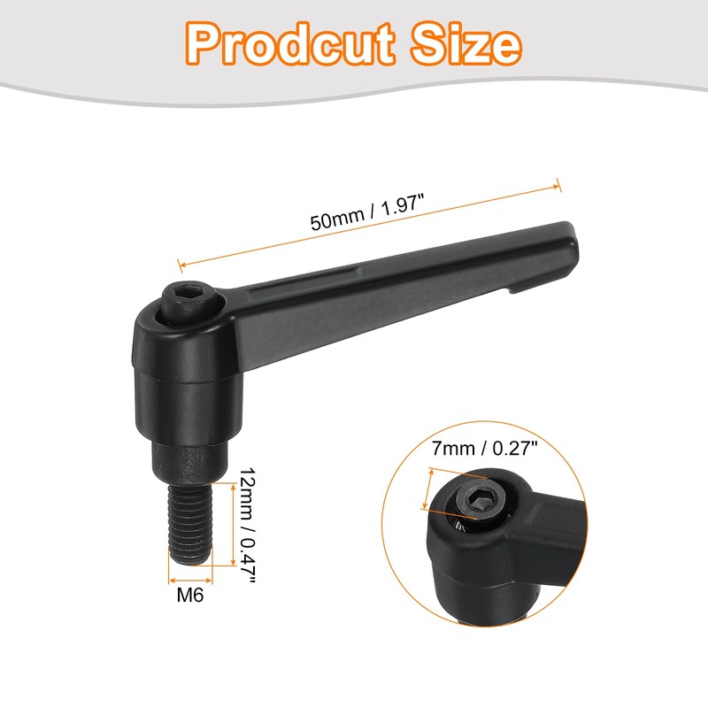 uxcell 1Pcs M6 x 12mm Adjustable Knobs Handle Male Thread