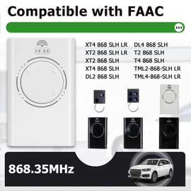 2PCS 868MHZ Garage Door Opener Hand Transmitter Compatible with FAAC Garage Remote 4 Channels FAAC XT4 868 SLH LR, XT4 868 SLH, XT2 868 SLH, XT2 868 SLH LR,White