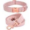 ARING PET Dog Collar and Lead, Cotton Pink Dog Collar