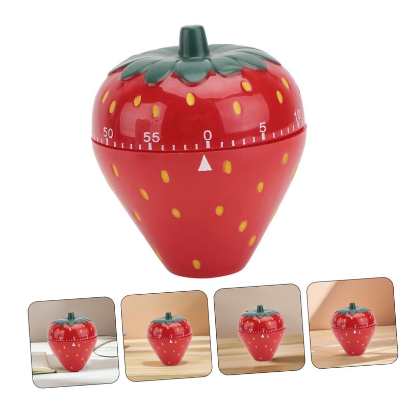 BIUDECO Strawberry Shape Mechanical Timer Countdown Timer Stainless Steel Home